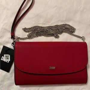 COPY - DKNY Phoenix Leather Wallet on a Chain ..8” across, 5” high